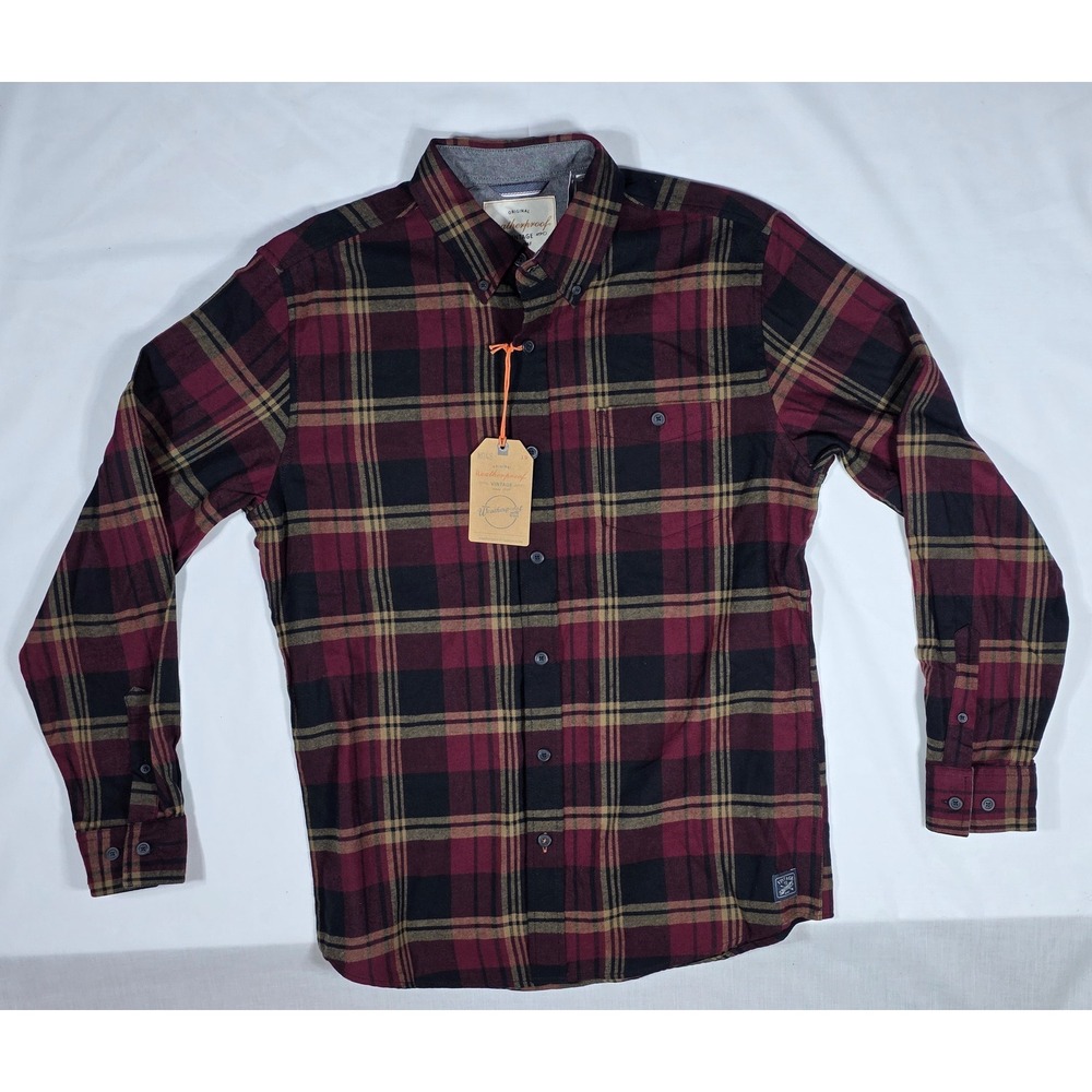 Weatherproof Vintage Men's Beet Red Plaid Flannel Shirt Medium NWT